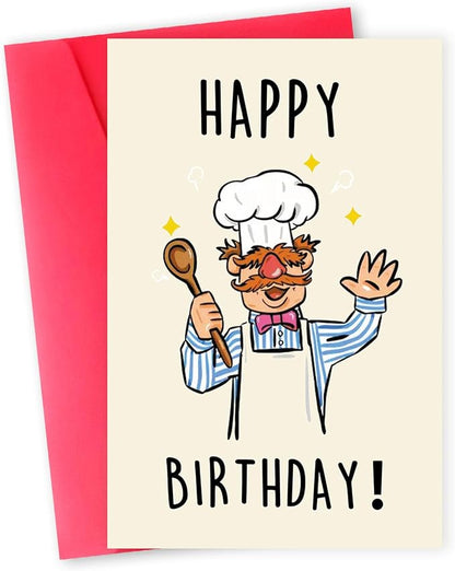 Funny Birthday Card for Men Women，Happy Birthday Cards for Grandma Grandpa，Unique Birthday Gifts for Mom Dad Husband Wife，Humorous Cartoon Bday Gift for Family Kids