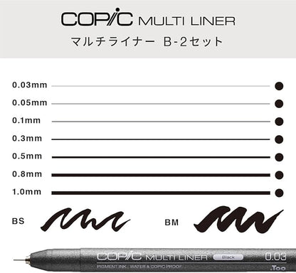Copic Markers 9-Piece Multiliner Inking Pen Set B-2, Black (MLB2)