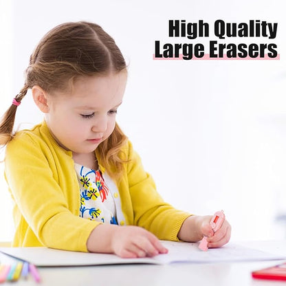 Pencil Erasers,Retractable Erasers for Pencils - 4+1 Pack Rubber Erasers (Pink)