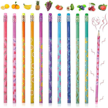 60 Pieces Scented Pencils for Kids Scented Pencils with Erasers Fruit HB Graphite Pencil for School Stationery Party Reward Supplies