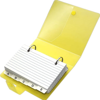 3x5 Lined Index Cards with Ring Binder Holder and Dividers, 100 Ruled Cards, Yellow