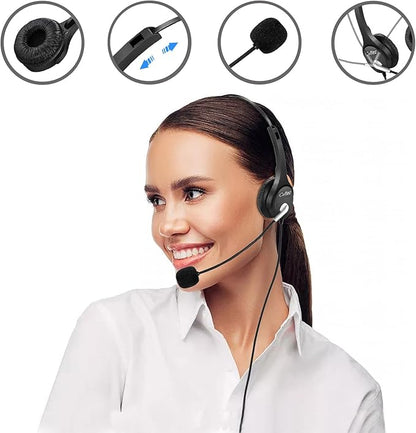 Callez RJ9 Office Phone Headset with Microphone Noise Cancelling, Telephone Headset Compatible with Landline Phones Polycom VVX411 311 410 500 400 300 301 310 501 401 201 601 250 Avaya Plantronics