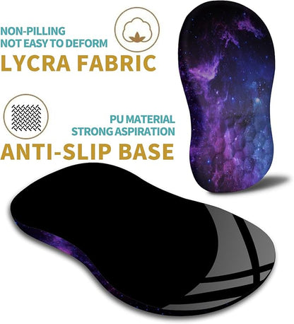 Hokafenle Ergonomic Mouse Pad Wrist Support with Massage Design, Wrist Rest Pain Relief Mousepad with Memory Foam&Non-Slip PU Base, Mouse Pads for Wireless Mouse & Desk (12x8 inch,Galaxy)