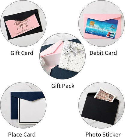 120 Pack Mini Envelopes Small Envelopes Self-Adhesive Kraft Paper Tiny Pockets for Business Cards Christmas Holiday Small Gift Cards Invitations Cards(4.13"×2.76") (Black)