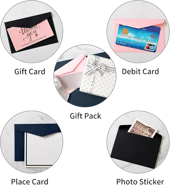 120 Pack Mini Envelopes Small Envelopes Self-Adhesive Kraft Paper Tiny Pockets for Business Cards Christmas Holiday Small Gift Cards Invitations Cards(4.13"×2.76") (Pink)