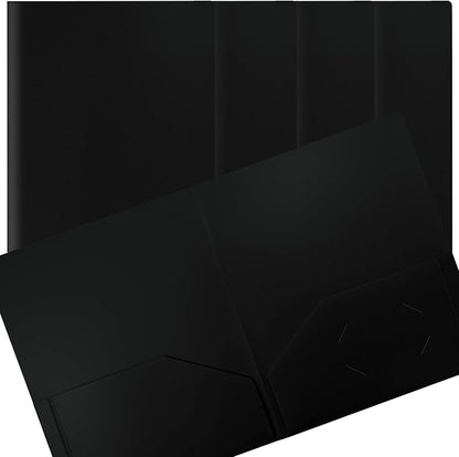 Better Office Products Heavyweight Plastic 2 Pocket Portfolio Folder, Letter Size Poly Folders 24 Pack (Black)