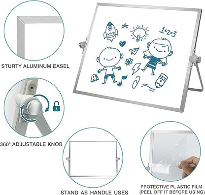 OWill Dry Erase White Board, 8” X 12” Small Whiteboard with Stand, Mini Whiteboard A4 Magnetic Desktop Board & Portable Double-Sided White Board Easel for Kids Drawing in School & Home