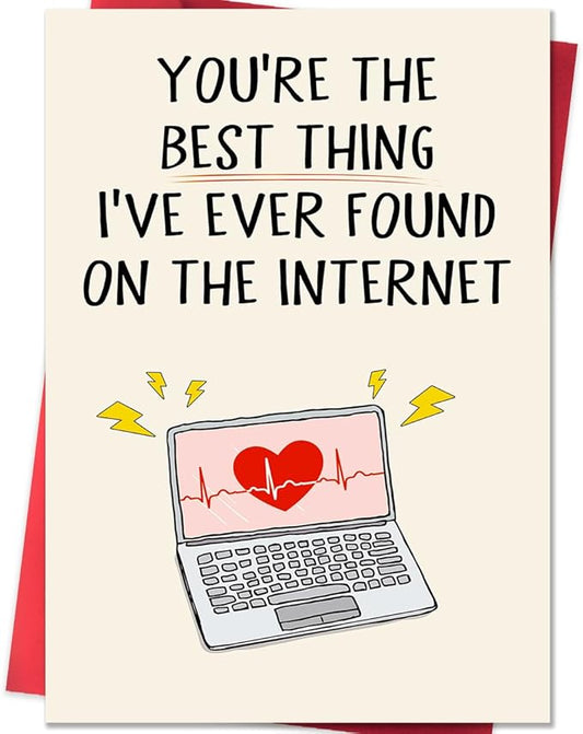 Funny Valentines Day Card for Husband,Boyfriend,men,Him,Internet Dating Birthday Card Gift, Happy Anniversary Decorations