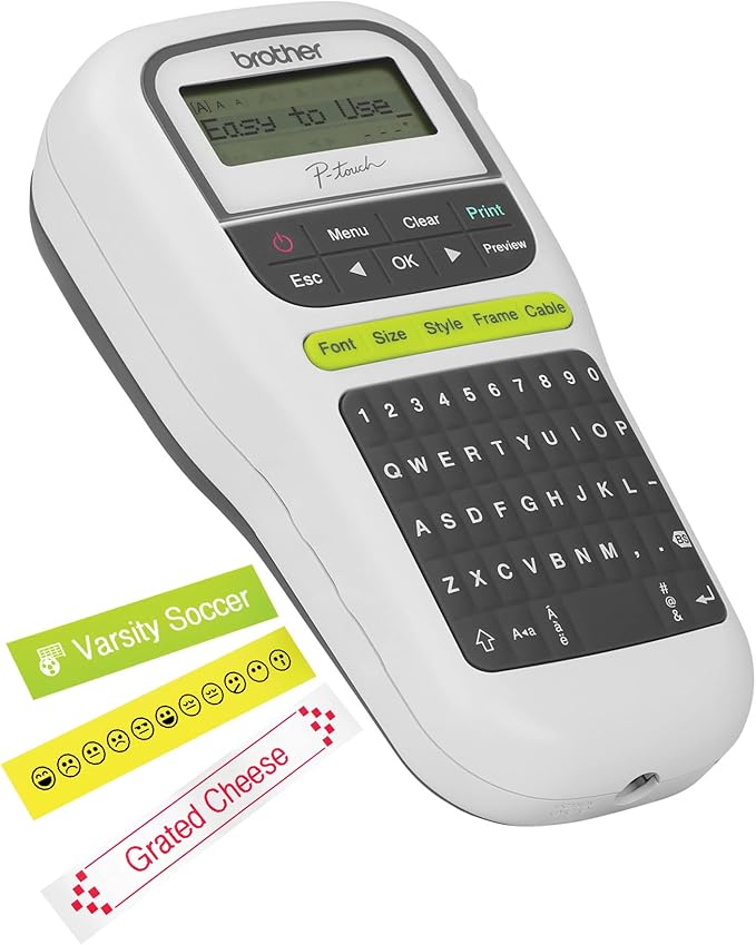 Brother P-Touch, PTH110, Easy Portable Label Maker, Lightweight, QWERTY Keyboard, One-Touch Keys, White (Renewed Premium)