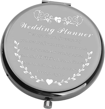 UJIMS Wedding Planner Gift Wedding Coordinator Makeup Mirror Event Planner Thank You Gift from Bride Groom (WeddingPlannerBlack)