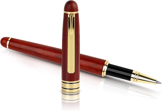 BEILUNER Luxury Rosewood Ballpoint Pen Writing Set - Elegant Fancy Nice Gift Pen Set for Signature Executive Business Office Supplies - Gift Boxed with Extra Refills (Black)