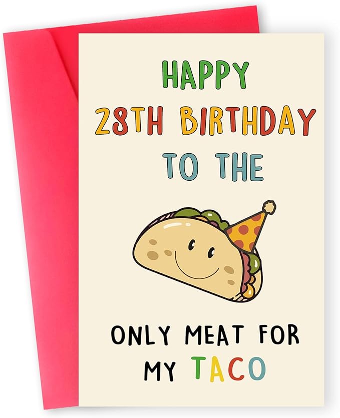 Funny 28th Birthday Gifts for Men Man, Unique 28 Years Old Birthday Decorations Gifts for Husband Boyfriend, Happy 28th Bday Card Gifts for Him, Taco 28 Mens Bday Ideas from Wife Girlfriend