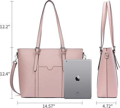 Telena Laptop Tote Bag for Women, 15.6 Inch Shoulder Tote Bag Leather Briefcase for Women, Large Capacity Handbag Bags