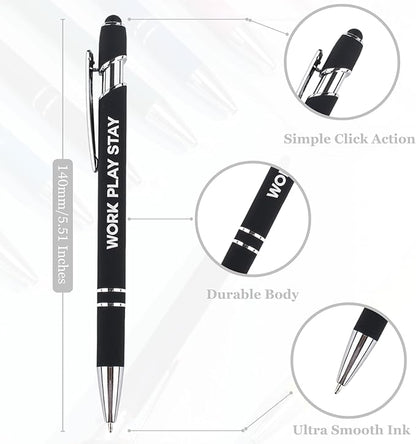 Up to 480 Pcs Personalized Pens in Bulk, Custom Metallic Printed Name Pens with Black Ink, Customized Pens Bulk with Stylus-Great Gift Ideas(Silver Barrel)
