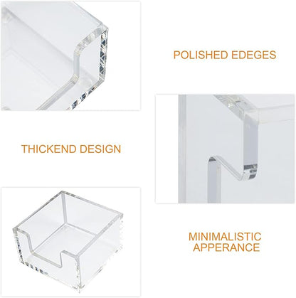 Acrylic 2in1 Sticky Note Holder A Versatile Desk Organization Solution for Office Home School Post Bank Dispenser for 3"x3" Memo (DP002)