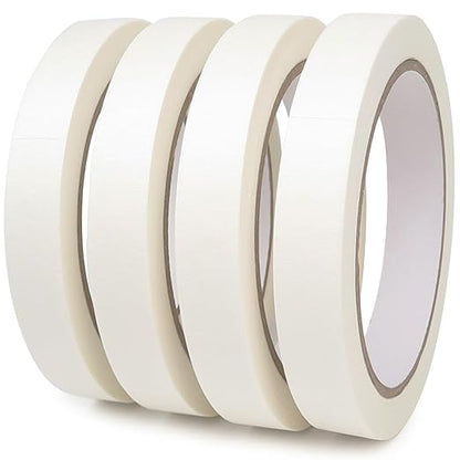 4 Pack White Artist Tape - Art Masking Tape for Watercolor Paper, Canvas Acrylic Painting, Curves, Framing, Paint, Gouache, Console - Acid Free Drafting Tape 3/4" (0.75") Wide - 360FT Total
