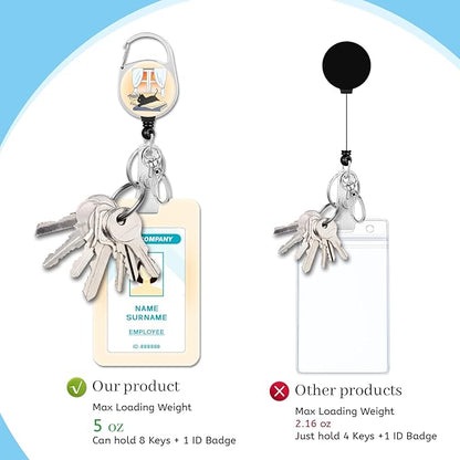 Lanyards for Id Badges, Black Cat Badge Holder with Retractable Reel Clip, Cute Work Name Tags Keychain Lanyard ID Card Protector Cover Case for Women Teacher Nurse Nursing Doctor Office