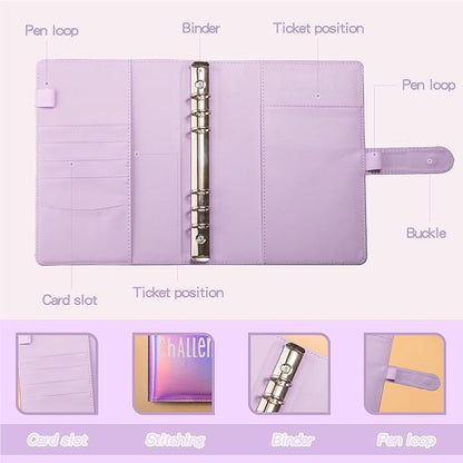 100 Envelopes Challenge Binder Savings Challenges Book, A5 Money Saving Planner Cash Envelope Budget Binder with Erasable Pen, Easy and Fun Way to Save $5,050, 10,000 and $500 (White)