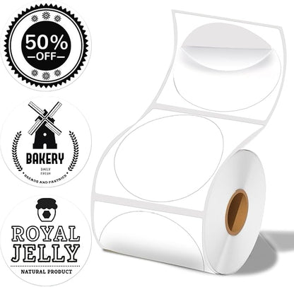 1.18×1.18 Round Thermal Labels, Round Thermal Sticker Labels for Business and Home, Thermal Printer Labels for DIY Logo Design, Thanks Card, 200 Labels for Printer 30mmx 30mm