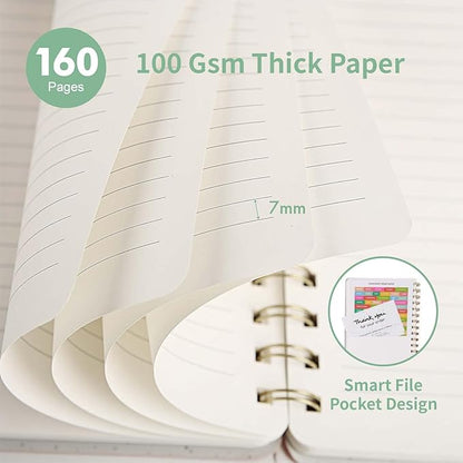 Lined Spiral Notebook College Ruled A5 Journal Book for Note Taking, 160 Pages Writing Journal for Office and Home School Supplies 5.75 x 8.125 inch - MintGreen