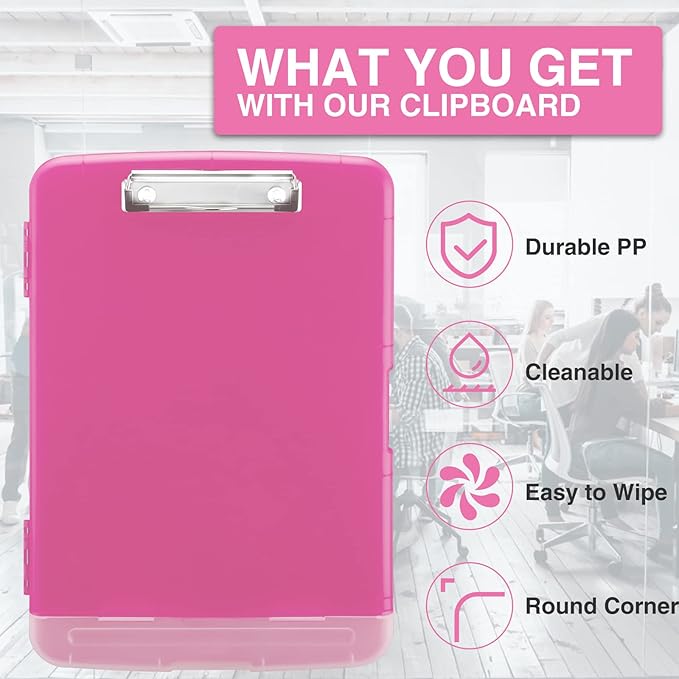Sooez Clipboard with Storage, High Capacity Nursing Clipboards with Pen Holder, Heavy Duty Plastic Storage Clipboard with Low Profile Clip, Clipboard Folder, Teacher Must Haves, Office Supplies