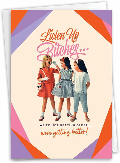 NobleWorks Humorous Blank Birthday Greeting Card with 5 x 7 Inch Envelope (1 Card) Listen Up C7026BDB