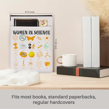 Book Themed Gifts Waterproof Book Sleeve Book Pouch Funny Reading Gifts Science Teacher Gifts for Women Her Book Covers for Paperbacks Book Accessories Book Protector with Zipper and Front Pocket