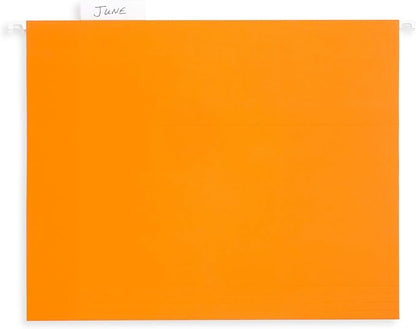 Blue Summit Supplies Hanging File Folders, 25 Reinforced Hang Folders, Designed for Home and Office Color Coded File Organization, Letter Size, Orange, 25 Pack