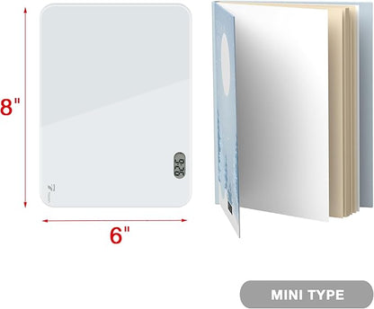 Small Glass Desk Whiteboard Dry-Erase Board with Clock, Small Travel Clock Keychain with Desk Notepad, Time Table Whiteboard for Desk Digital LED Light Display, 8x6 in with Accessories, White