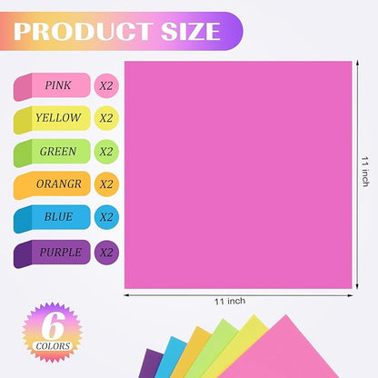 Zubebe 12 Pads 11 x 11 Inch Large Sticky Notes Jumbo Bright Colors Sticky Notepads Self Stick Note Square Memo Post Stickies for Office School, 25 Sheets/pad (Stylish Color)