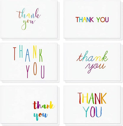 Juvale 48 Pack 4x6-inch Bulk Thank You Cards with Envelopes - Appreciation Gift Note for Teachers and Kids (6 Assorted Designs)