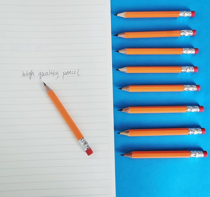 Adhere 25pcs Golf Pencils with Eraser Pre sharpened Hexagon half Wooden Pencils Graphite 2B for Golf Event Scoring,Classroom,Wedding,Company Meetings,Pew, Pocket (Orange)