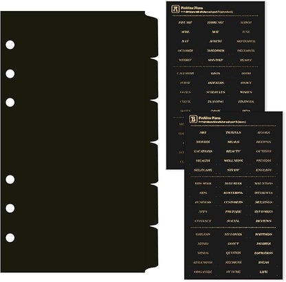 DY.2ten Black Dividers for 6 Ring Binder, 6-Tab Sturdy Plastic Dividers, A6 Index Divider, 6 Hole Binder Dividers, Insertable Notebook Planner Tab Dividers for Binders