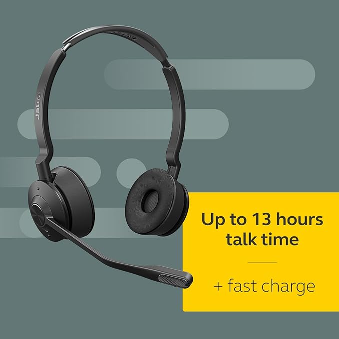 Jabra Engage 75 SE (Second Edition) Wireless Headset, Dual-Ear – Telephone Headset with Industry-Leading Wireless Performance, Advanced Noise-Cancelling Microphone, All Day Battery Life - Black