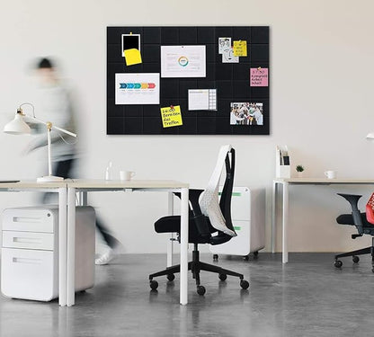 Large Cork Board Felt Board Tiles for Walls with 30 Push Pins, 11.8"x11.8" Pack of 6 Pin Board Notice Boards for Home Office Kitchen, Bulletin Board Wall Tiles for Photos Memos