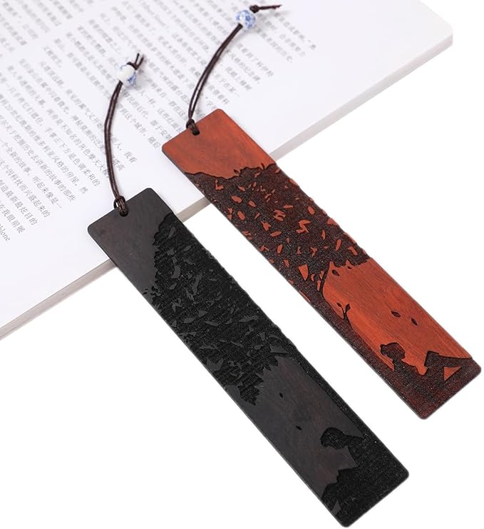 Couple Bookmarks for Men Women, Unique Wood Bookmark, Couple Gift for Men Women Boyfriend Girlfriend, Anniversary Gift (Reading Under The Tree)