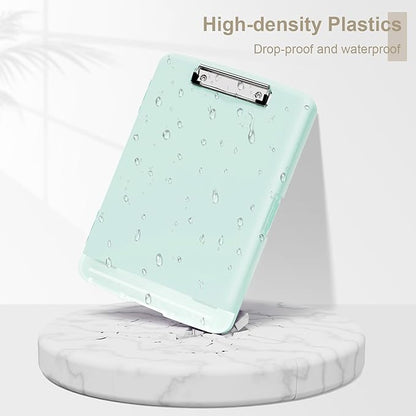 Piasoenc Clipboard with Storage, 8.5 x 11 Organization Box with Pen Holder and A4 Legal Paper Folder, Heavy Duty Plastic, Folio & Side-Opening, Low Profile Clip, for Nurses, Teachers, Blue