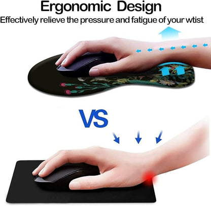 DOOKE Ergonomic Mouse Pad with Wrist Support and Coaster,Mouse Pads with Non-Slip PU Base for Home Office Working Studying Easy Typing & Pain Relief Weeds
