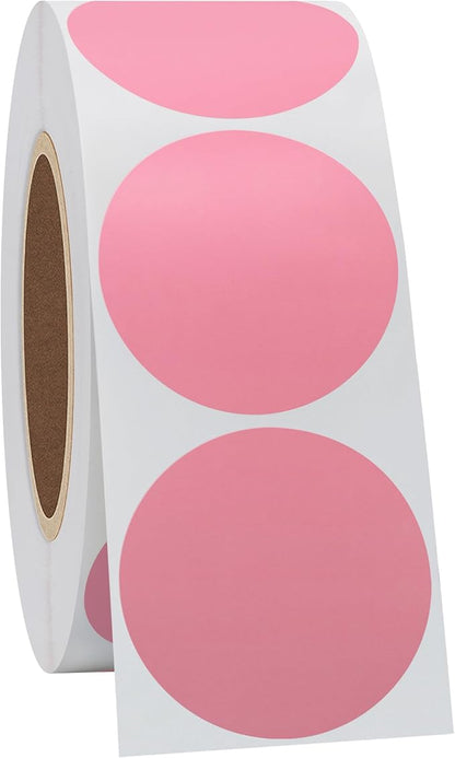 Hybsk 1.5 inch Circle Color Direct Thermal Stickers Shipping Labels for Barcodes,Name Tag,DIY Logo Design,Inventory– Compatible with Zebra,Rollo,Munbyn,and More-1000 pcs (1.5 inch,Pink)
