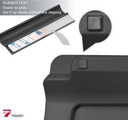 TOWON Small White Board for Desk with Clock, Small Desktop Whiteboard Glass with Pen Holder, Time Reminder Dry Erase Board, Whiteboard for Desk, Digital LCD Display, for Home Office, Black, 8 x 6 in