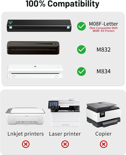 Phomemo Thermal Printer Paper 8.5 x 11 Inch, Advanced Thermal Printing, Thermal Paper Compatible with M08F-Letter, M832, M834, MT800, with Brother Letter Portable Printer, Size 8.5" x 11", 100 Sheets