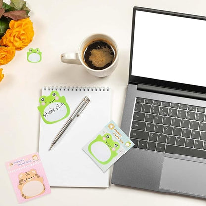 Kawaii Frog Sticky Notes Sets - Aesthetic Cute Small Frog Sticky Notes Mini Animal Self-Stick Notes Pads for Office School Creative Gifts - 8 Packs (160 Sheets)