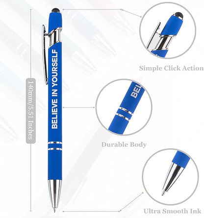 Up to 480 Pcs Personalized Pens in Bulk, Custom Metallic Printed Name Pens with Black Ink, Customized Pens Bulk with Stylus-Great Gift Ideas(Silver Barrel)