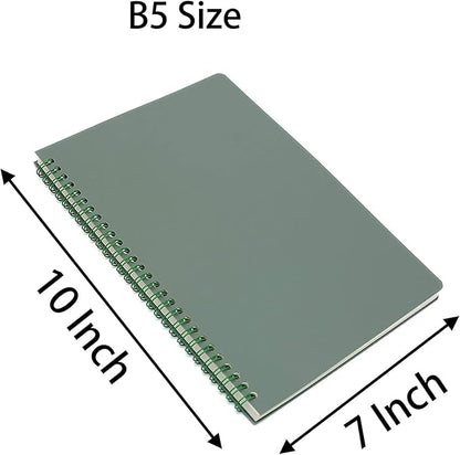 Yansanido Spiral Notebook, 4 Pcs B5 Thick Plastic Hardcover Graph Paper 4 Color 80 Sheets -160 Pages Journals for Study and Notes (Grid-4pcs Wine Red,Brown,Green,ivory, B5)
