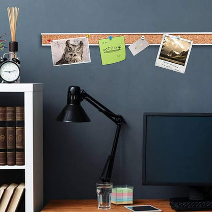 Corksidol Bulletin Bar Strip, Cork Board, Cork Strips, 48" x 1", Classroom, Office, Walls, Cubicle, Aluminum Frame,Include Pins and Adhesive Strip, 1 Pack, (Silver)