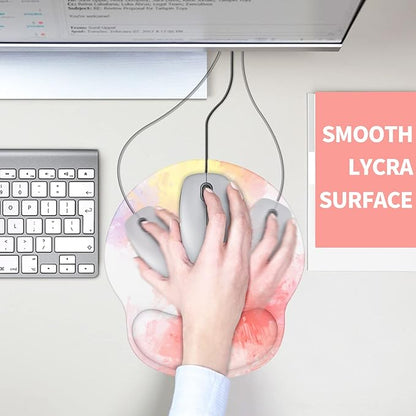 eulps Mouse Pad with Wrist Rest, Comfortable Computer Mousepad with Gel Wrist Support Smooth Surface and Non-Slip PU Base for Pain Relief, Laptop, Office & Home (Colorful Tie-Dye)