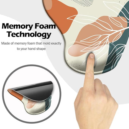 DOOKE Ergonomic Mouse Pad with Wrist Support and Coaster,Mouse Pads with Non-Slip PU Base for Home Office Working Studying Easy Typing & Pain Relief Leaf Abstract