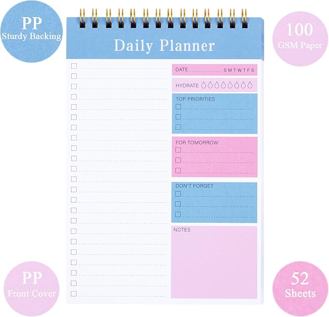 Do List Notepad, 52 Sheets To Do List Planner, 5.2"x7.8" To Do List Notebook, Undated Daily Planner 2024 for School/Office Supplies