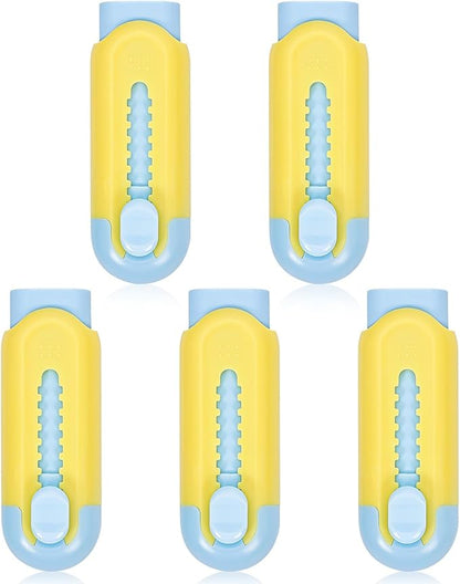 Pencil Erasers, Retractable Erasers for Pencils - Blue Yellow, Pack of 5