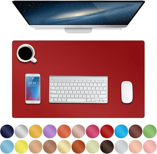 ‎Boutilon Leather Desk Pad 24"x 14" Non-Slip Mouse Pad,Office Desk Mat,Waterprooft PU Leather Desk Blotter,Desk Pad Protector,Desk Writing Pad for Home Office Decor (S-Red)